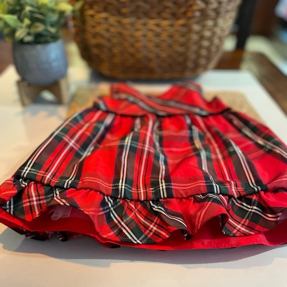 Festive Little Girls Red Plaid Holiday Dress